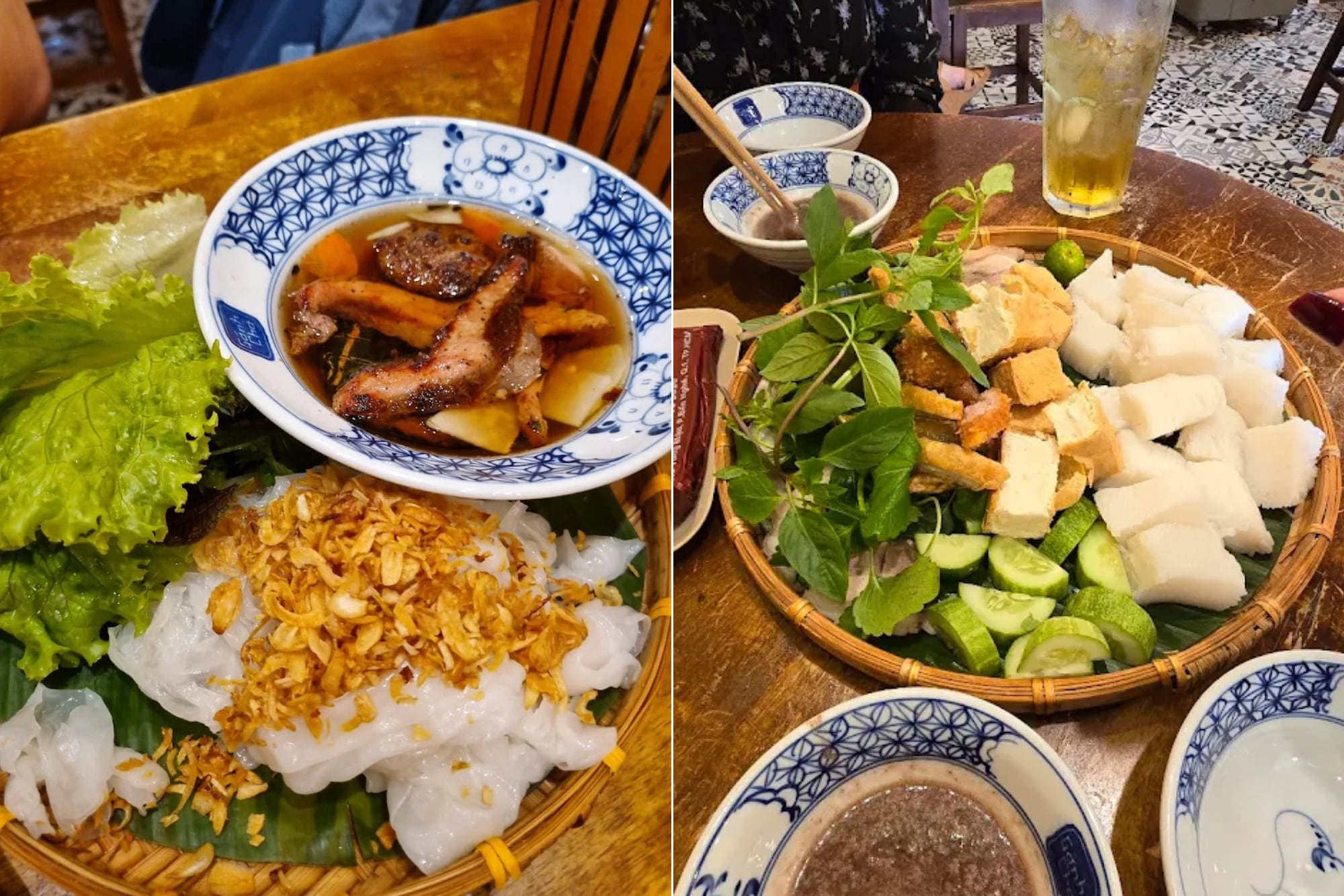 The restaurant also serves a variety of traditional Vietnamese dishes such as “bun dau mam tom” and “banh cuon” with grilled pork